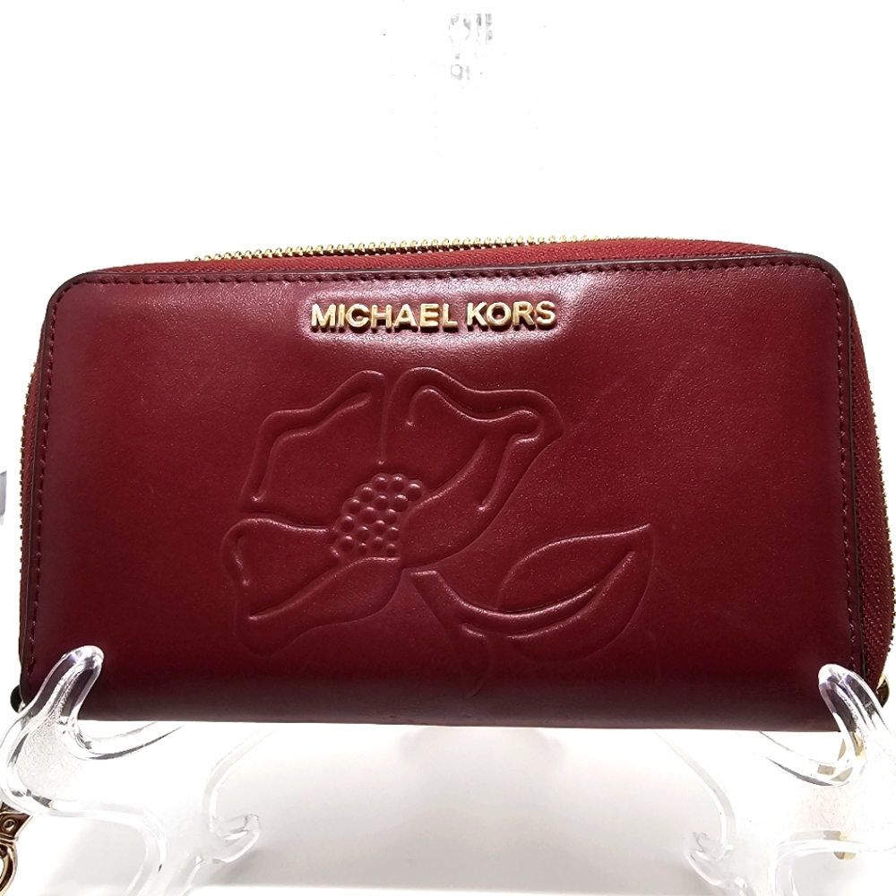 Michael Kors Red Wallet Wristlet With Poppy